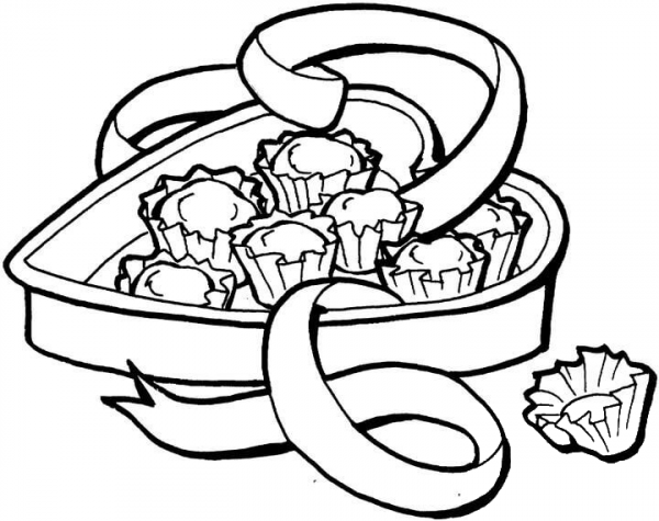 Heart-shape Candy Box  coloring page image