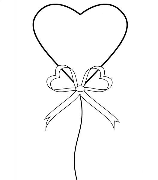 Heart-Shaped Balloon coloring page image