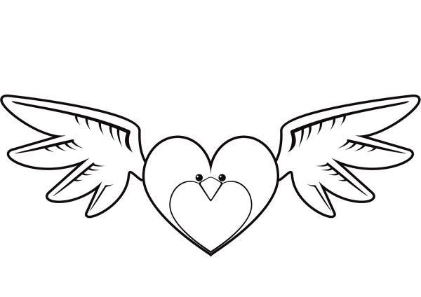 Heart Shaped Bird coloring page image