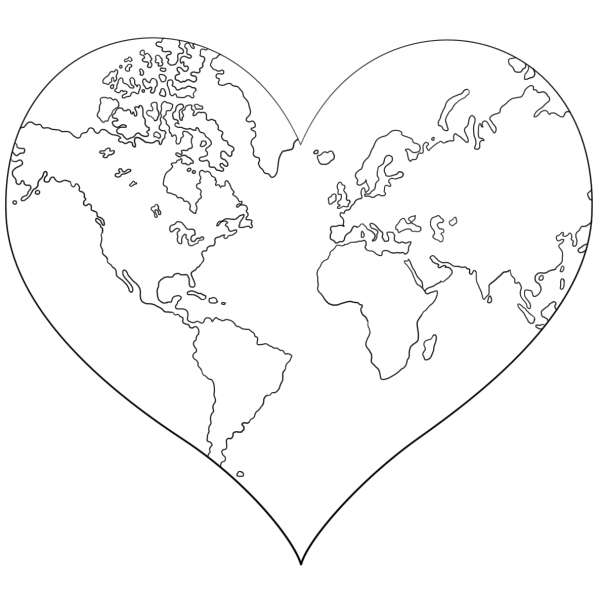 Heart Shaped Earth coloring page image
