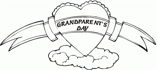 Heart-shaped Grandparent’s Day greeting coloring page image