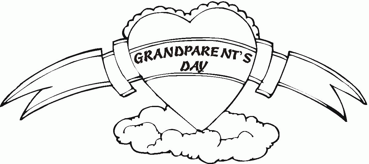 Heart-shaped Grandparent's Day greeting coloring page - ColouringPages