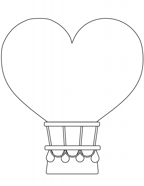 Heart-shaped Hot Air Balloon coloring page image