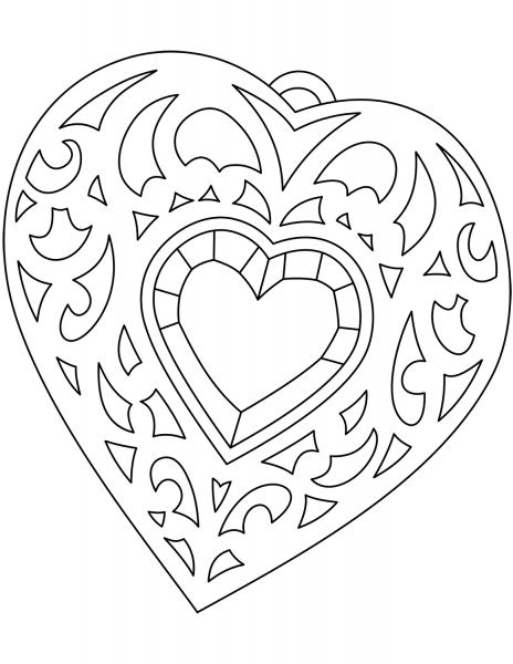 Heart-Shaped Medallion coloring page image