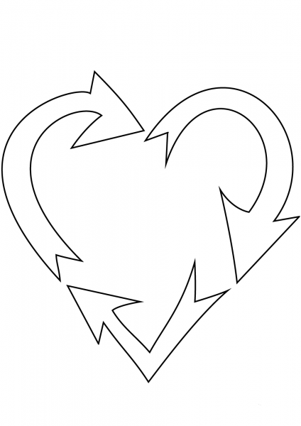Heart Shaped Recycling Sign coloring page image