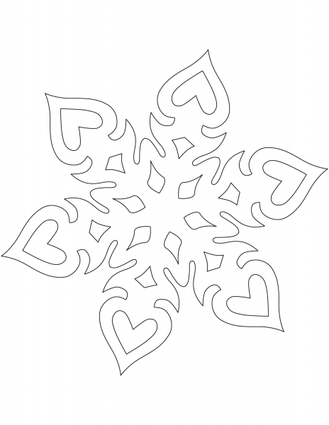 Heart Shaped Snowflake coloring page image