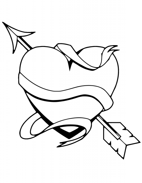 Heart with an arrow coloring page image