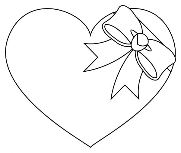 Heart with Ribbon coloring page image