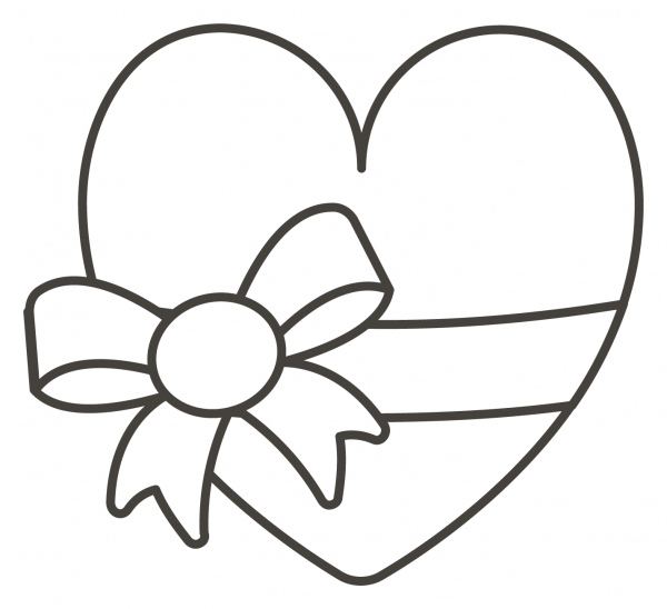 Heart with Ribbon coloring page image