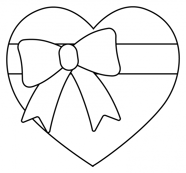 Heart with Ribbon Emoji coloring page image