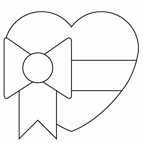 Heart with Ribbon Emoji coloring page image