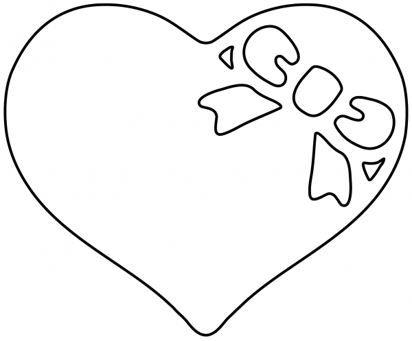 Heart with Ribbon Emoji coloring page image