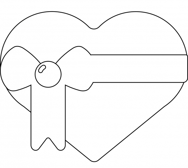 Heart with Ribbon Emoji coloring page image