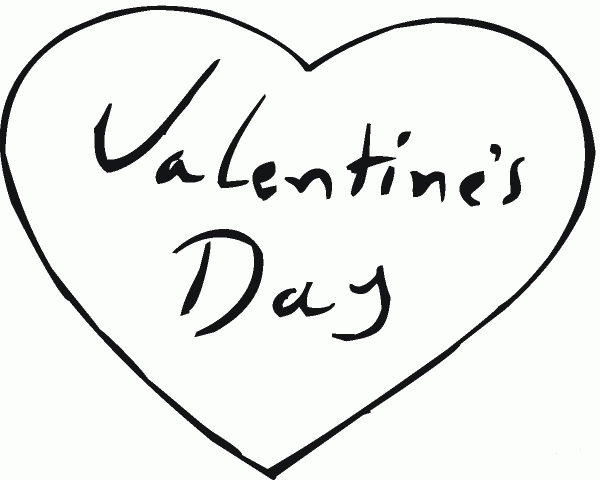 Heart with Valentine’s Day greeting coloring page image