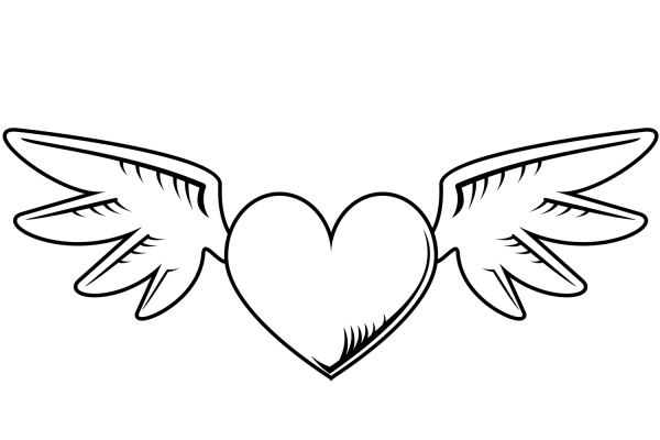 Heart with Wings coloring page image