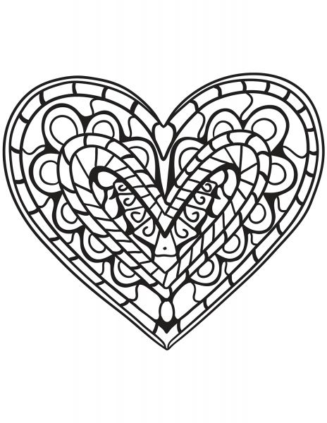 Heart Zentangle coloring page image