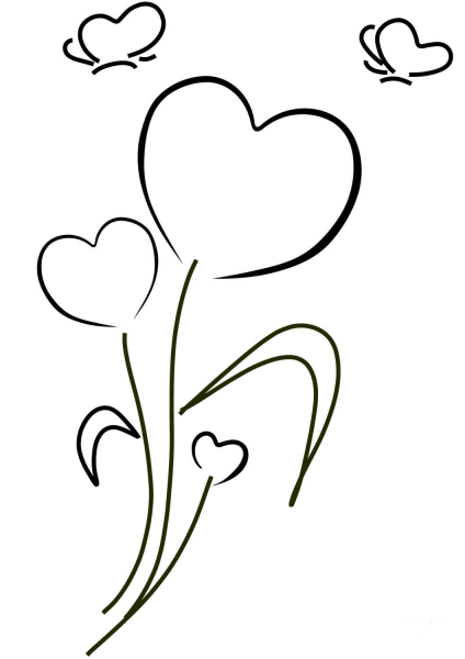 Hearts and Flowers  coloring page image