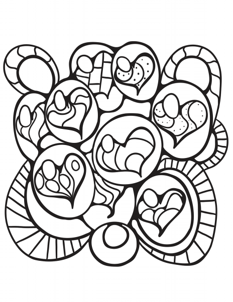 Hearts Pattern coloring page image