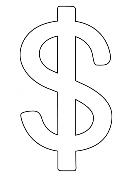 Heavy Dollar Sign Emoji coloring page image