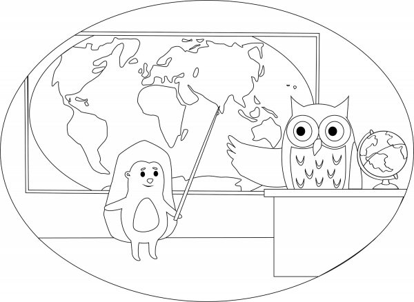 Hedgehog in School coloring page image