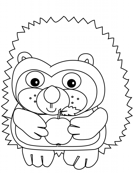 Hedgehog with Apple coloring page image