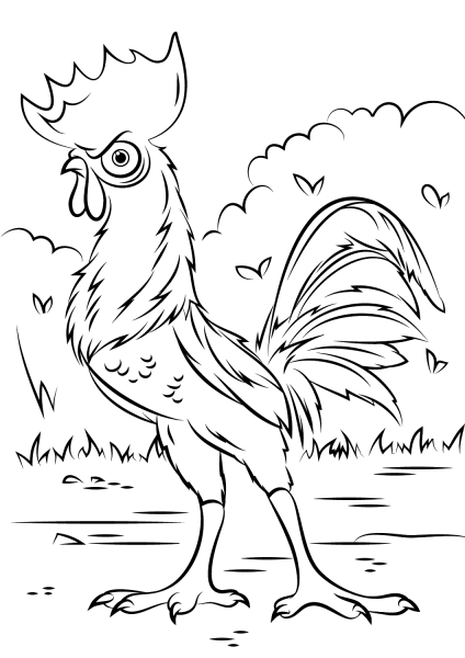 Heihei Rooster from Moana coloring page image