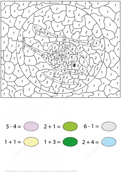 Helicopter with Addition Color by Number image