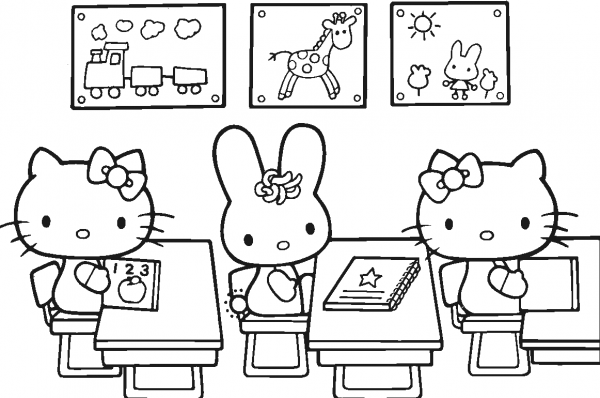 Hello Kitty Back to School coloring page image
