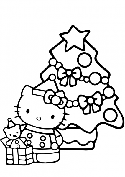 Hello Kitty Christmas coloring page image