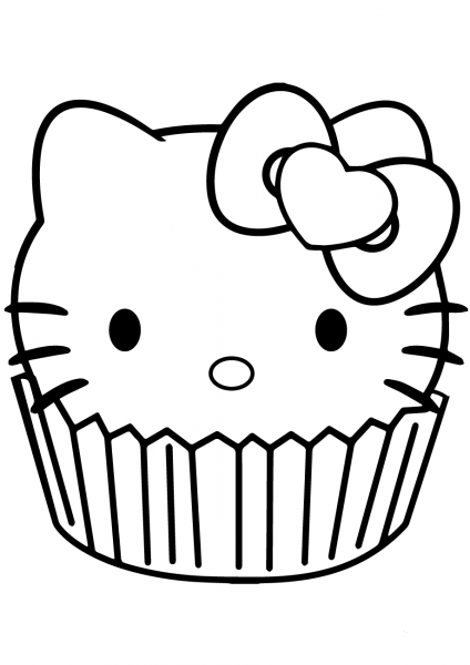Hello Kitty Cupcake coloring page image
