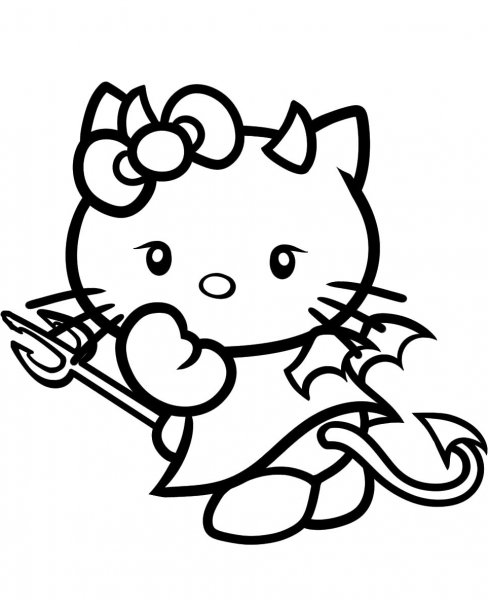 Hello Kitty Devil coloring page image
