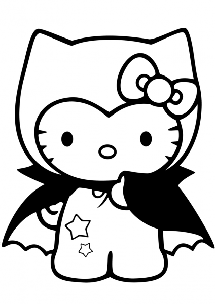 Hello Kitty Dracula coloring page image