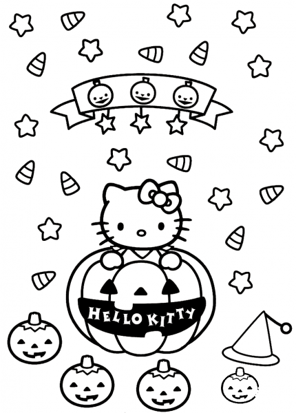 Hello Kitty Halloween coloring page image