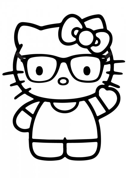 Hello Kitty Nerd coloring page image
