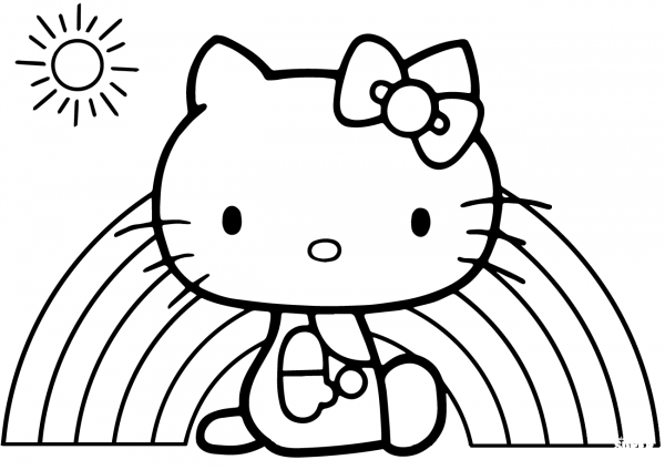 Hello Kitty Rainbow coloring page image