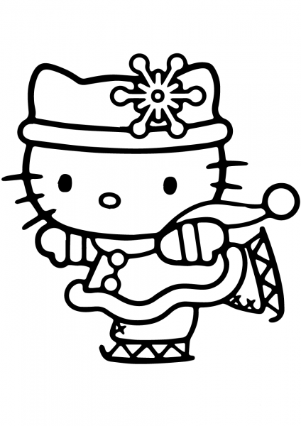 Hello Kitty Skating coloring page image