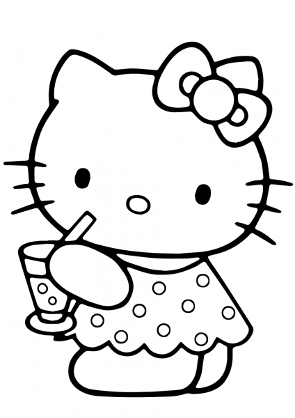 Hello Kitty Summer coloring page image