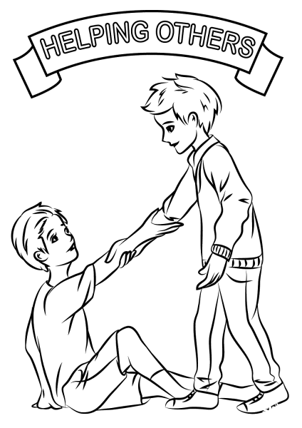 Helping Each Other  coloring page image