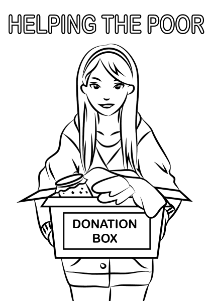 Helping the Poor coloring page image