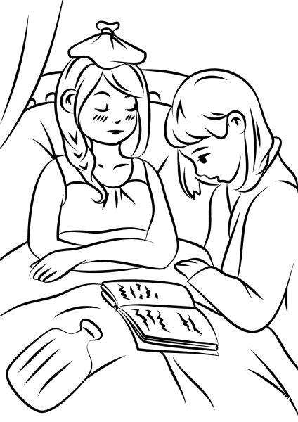 Helping the Sick coloring page image
