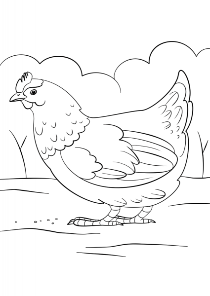 Hen coloring page image