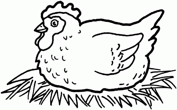 Hen Hatching Chicken Eggs coloring page image