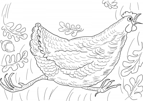 Henny Penny is Screaming “The-Sky-is-Falling” coloring page image