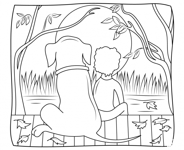Henry and Mudge Under Ther Yellow Moon coloring page image