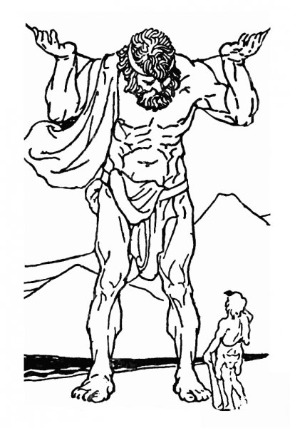 Heracles and Atlas coloring page image
