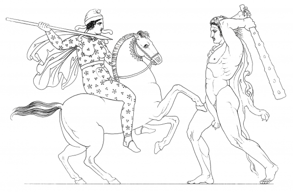 Hercules and Hippolita coloring page image