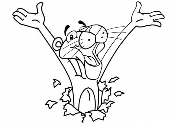 Here Comes Pink Panther  coloring page image