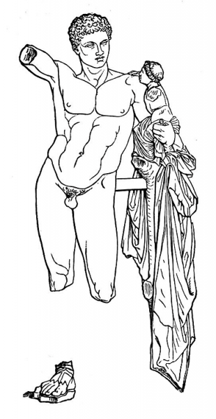 Hermes and the Infant Dionysus coloring page image