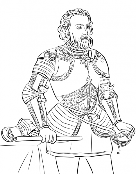 HernÃ¡n CortÃ©s coloring page image