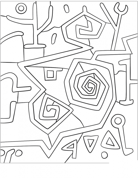 Heroic Roses by Paul Klee coloring page image